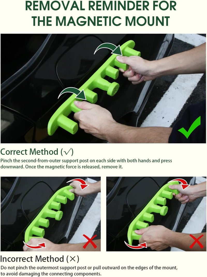 JSAHAH Magnetic Ski Holder for Side of Car – Rig Strips Magnetic Snowboard Mount – Prevent Ski and Snowboard from Tipping Over – Protects Vehicle from Scratches - Snowboard Accessories (Green) - Image 4